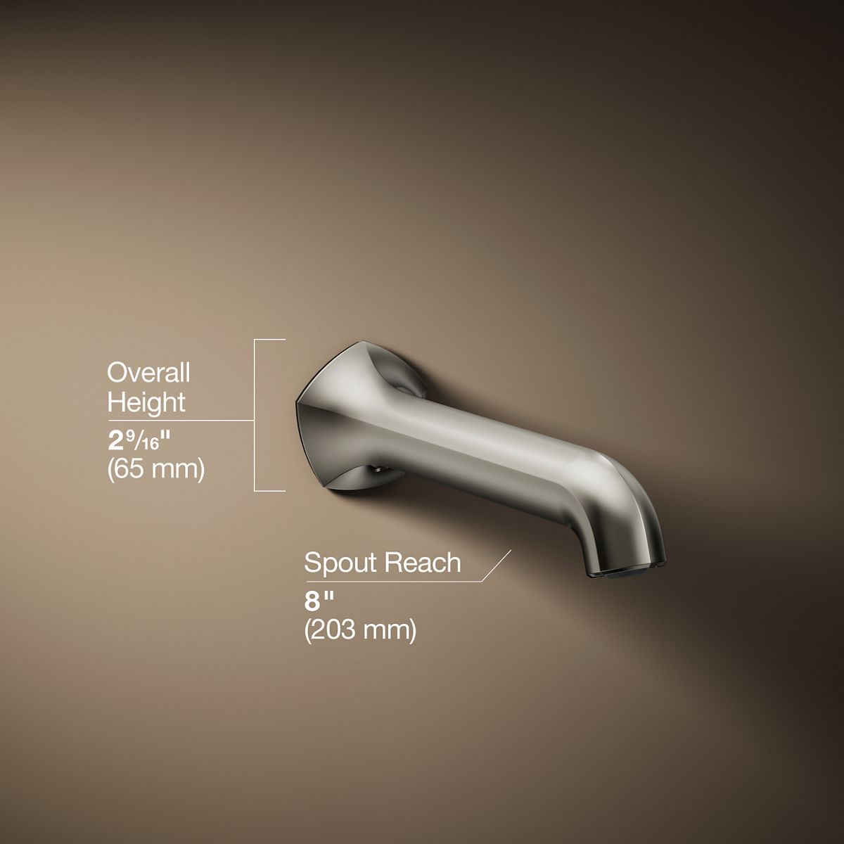 Occasion® Wall-mount bath spout with Straight design, 8"