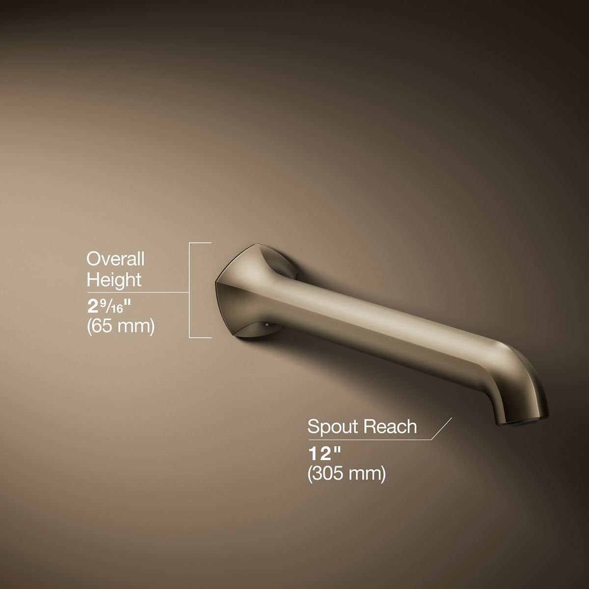 Occasion® Wall-mount bath spout with Straight design, 12"