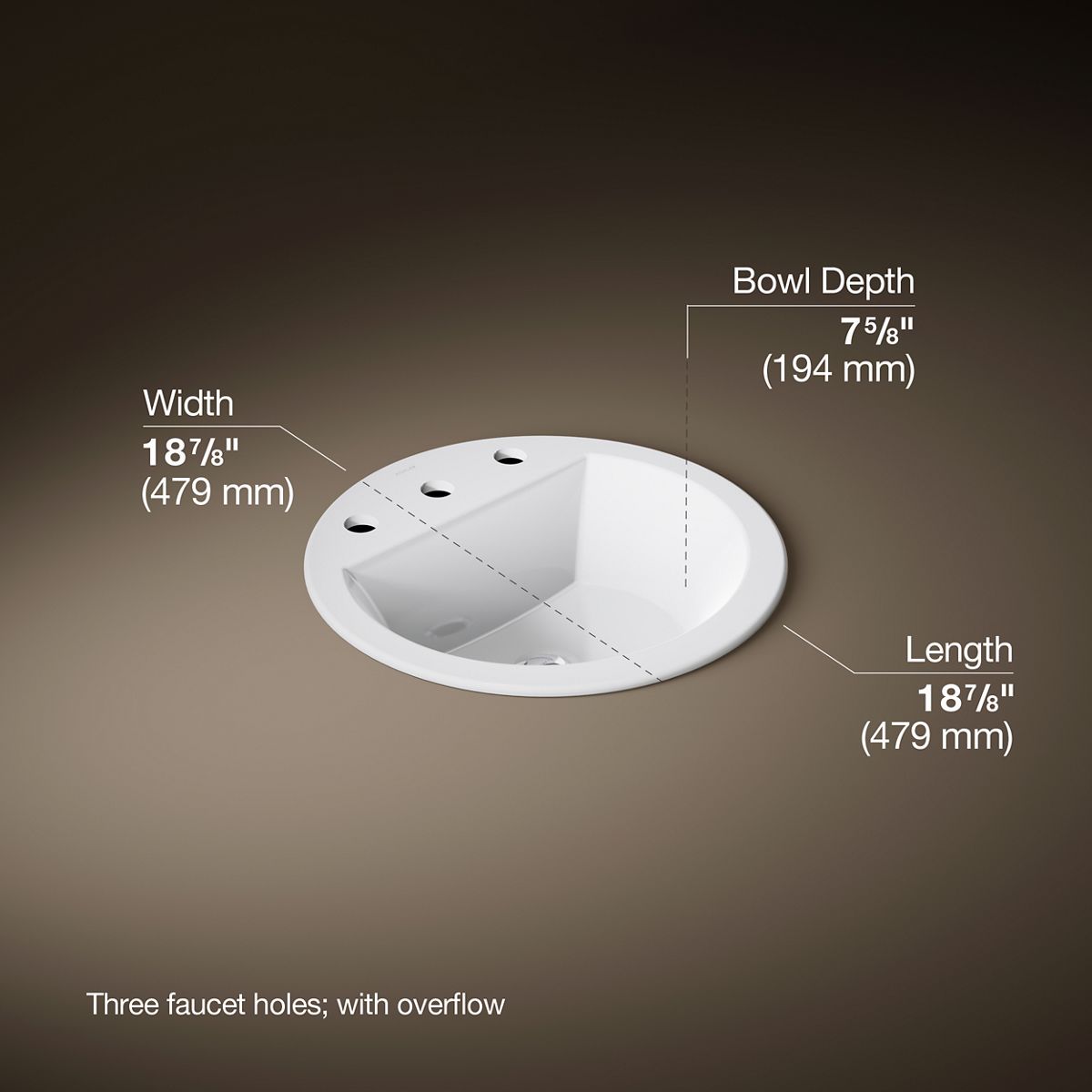 Bryant® 19" round drop-in bathroom sink