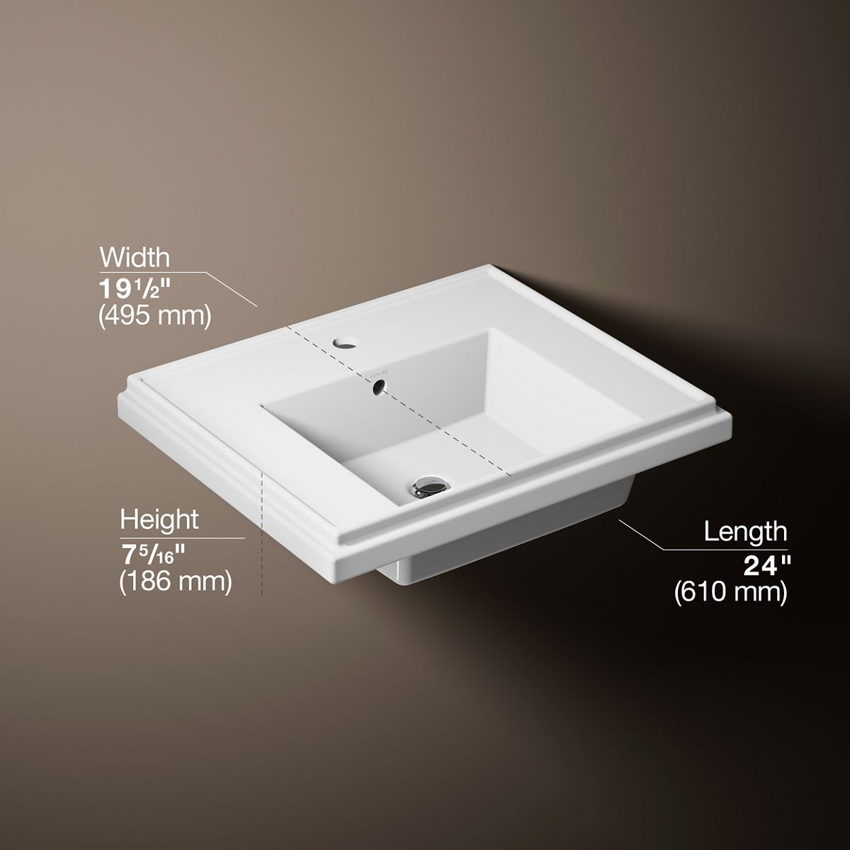 Tresham® 24" square pedestal bathroom sink