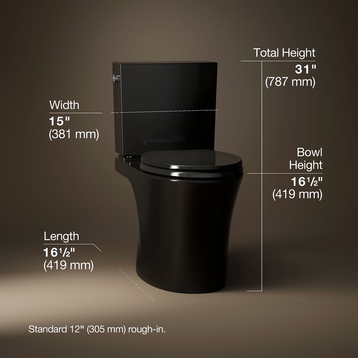 Veil® Two-piece elongated toilet with skirted trapway, 1.28 gpf