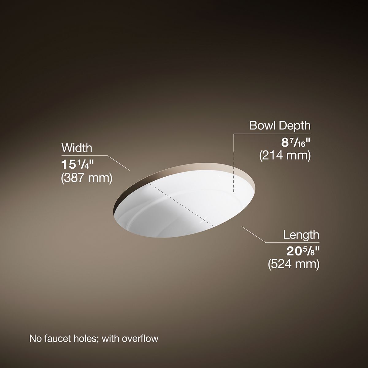 Serif® 20-3/4" oval undermount bathroom sink, no overflow