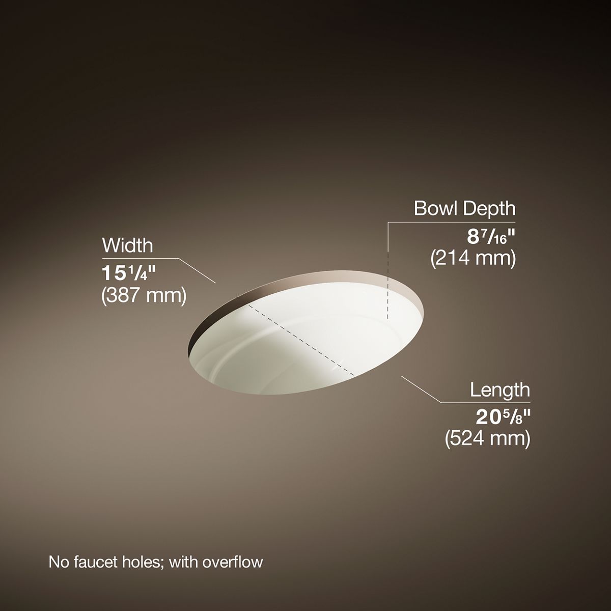 Serif® 20-3/4" oval undermount bathroom sink, no overflow