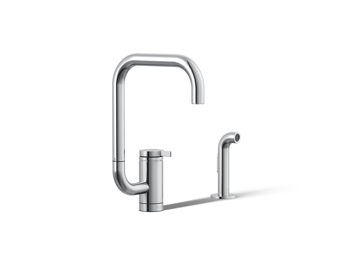 Components® Single-handle kitchen sink faucet with two-function extended-reach spout and side sprayer