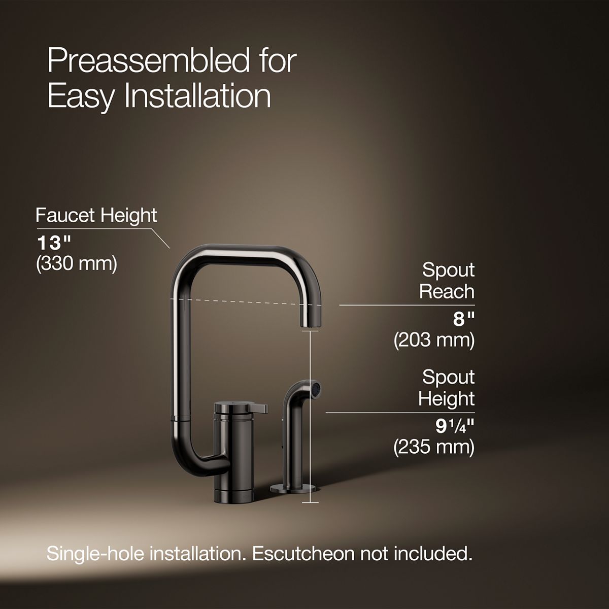 Components® Single-handle kitchen sink faucet with two-function extended-reach spout and side sprayer
