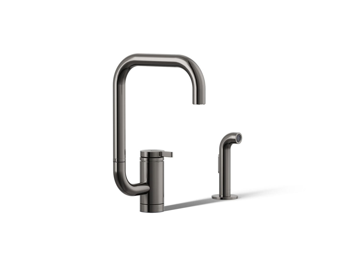 Components® Single-handle kitchen sink faucet with two-function extended-reach spout and side sprayer