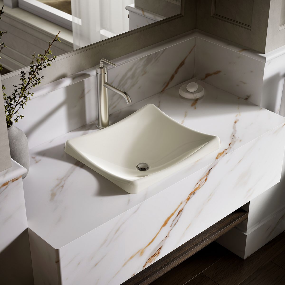 DemiLav® 18-1/4" rectangular vessel bathroom sink, no overflow