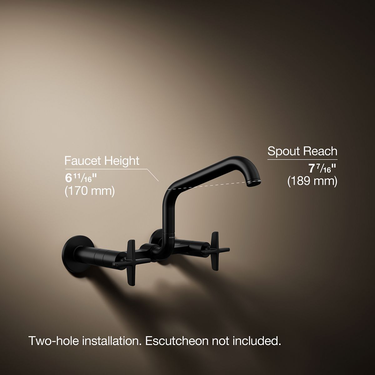 Billet® Two-hole wall-mount bridge kitchen sink faucet