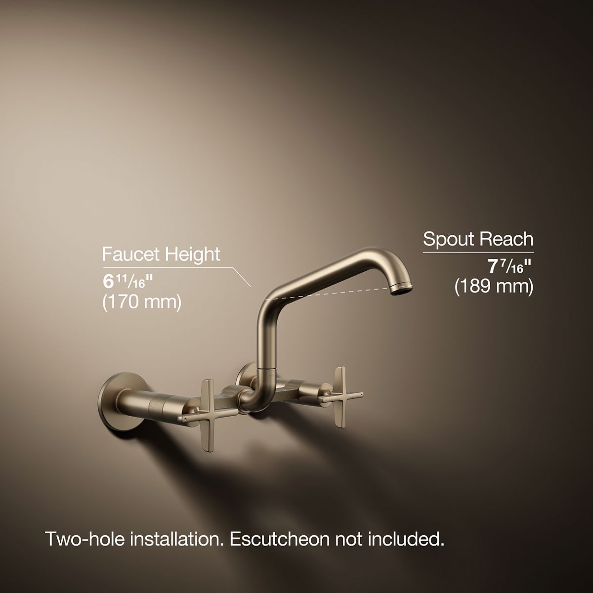 Billet® Two-hole wall-mount bridge kitchen sink faucet