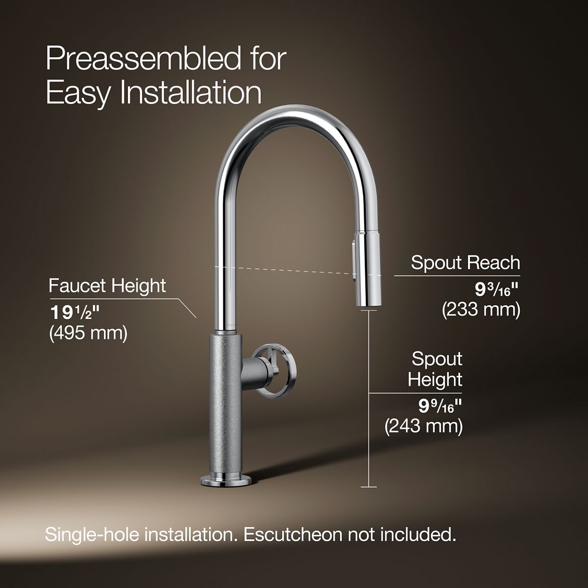 Billet® Pull-down kitchen sink faucet with two-function sprayhead