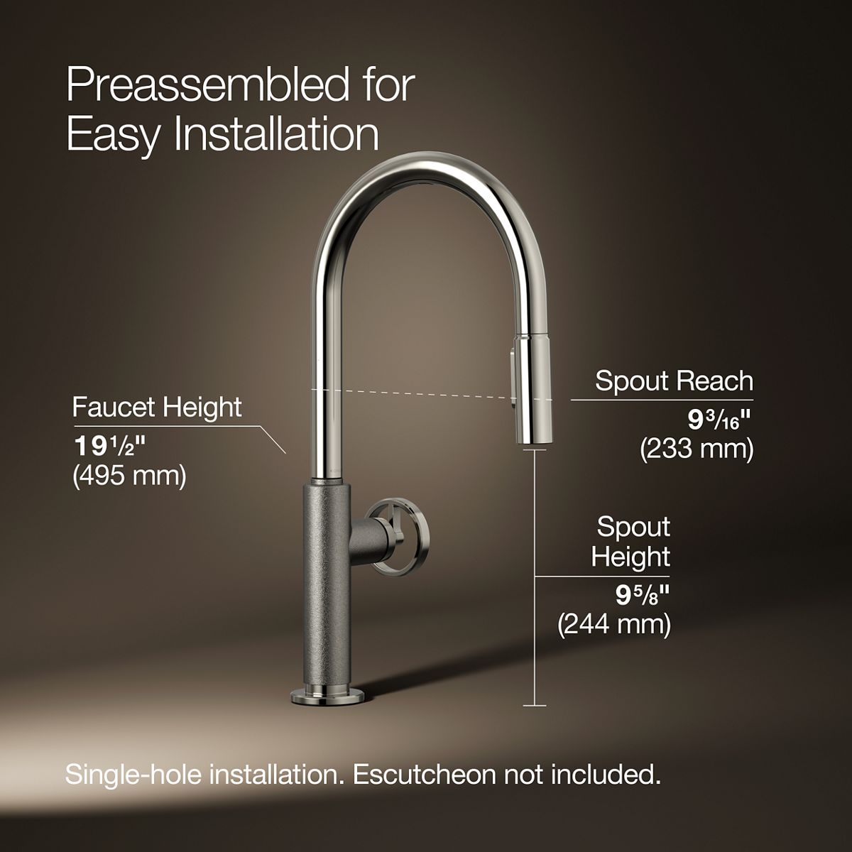 Billet® Touchless pull-down kitchen sink faucet with two-function sprayhead