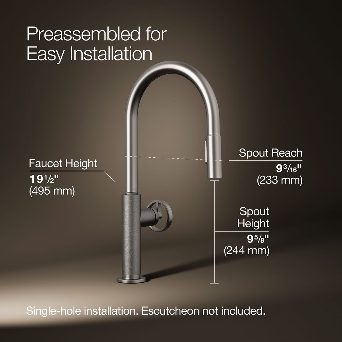 Billet® Touchless pull-down kitchen sink faucet with two-function sprayhead