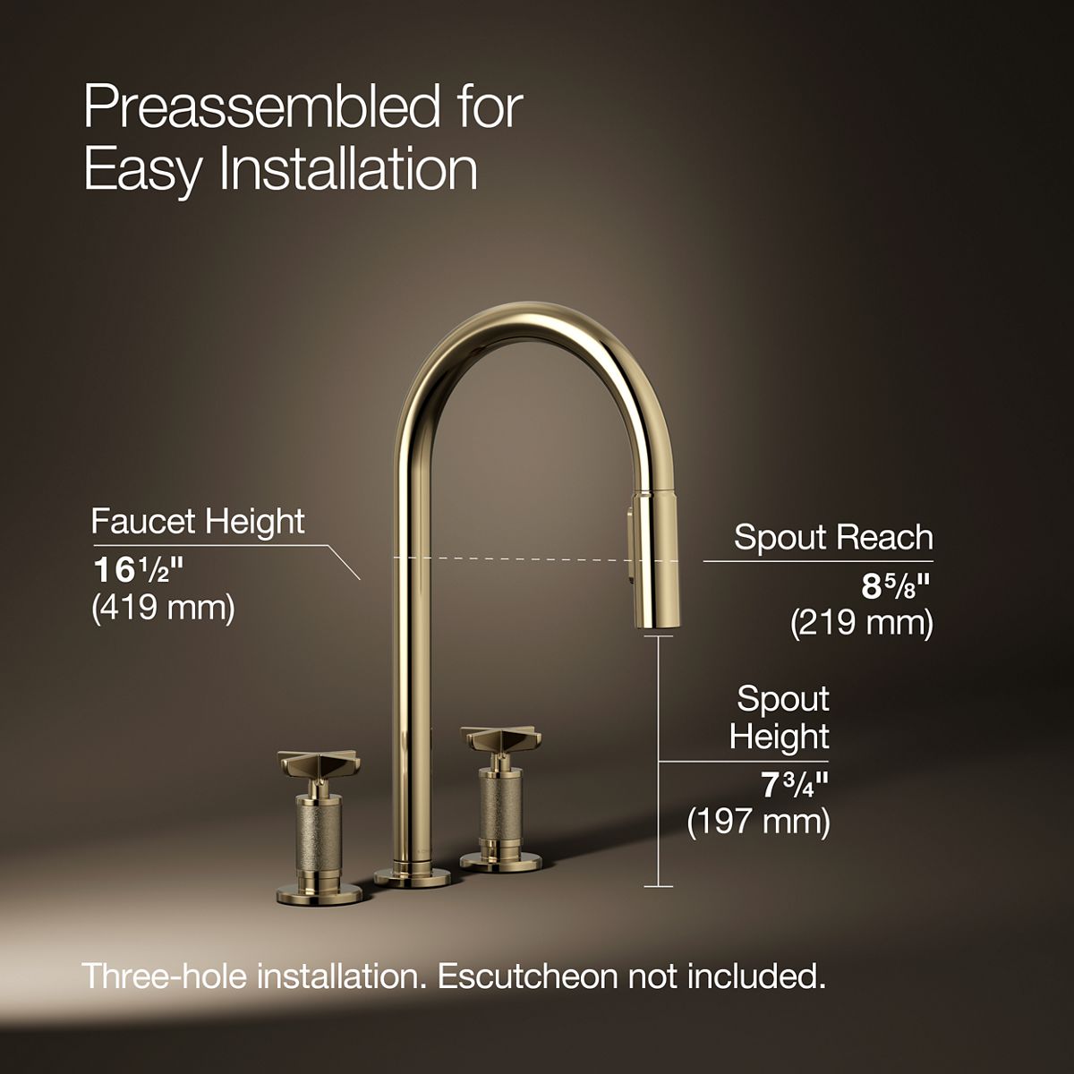 Billet® Pull-down kitchen sink faucet with two-function sprayhead