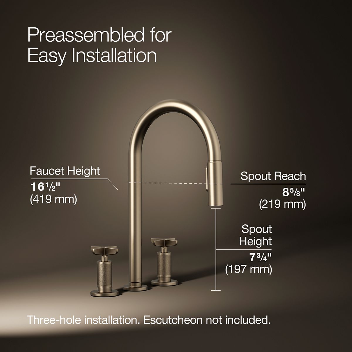 Billet® Pull-down kitchen sink faucet with two-function sprayhead