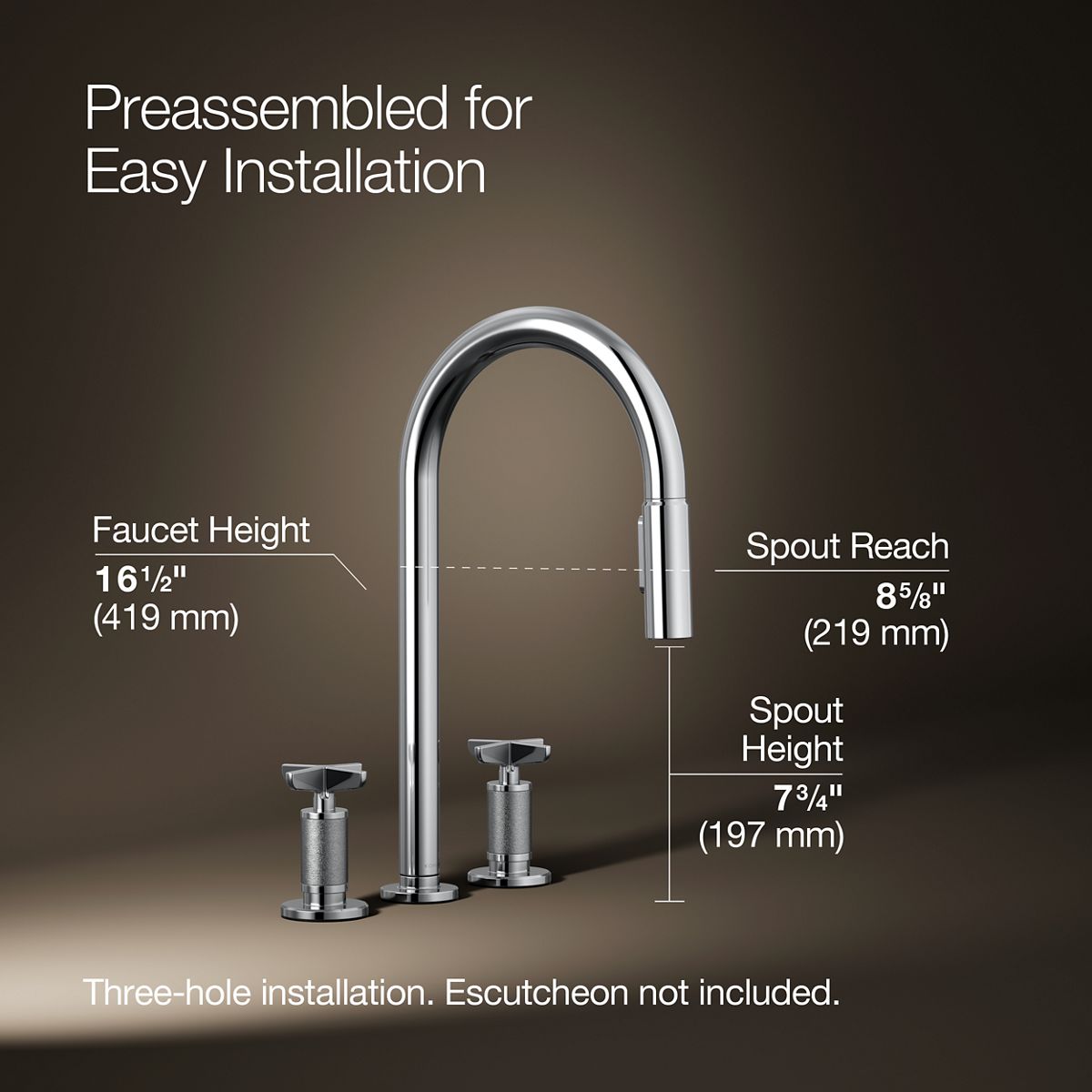 Billet® Pull-down kitchen sink faucet with two-function sprayhead