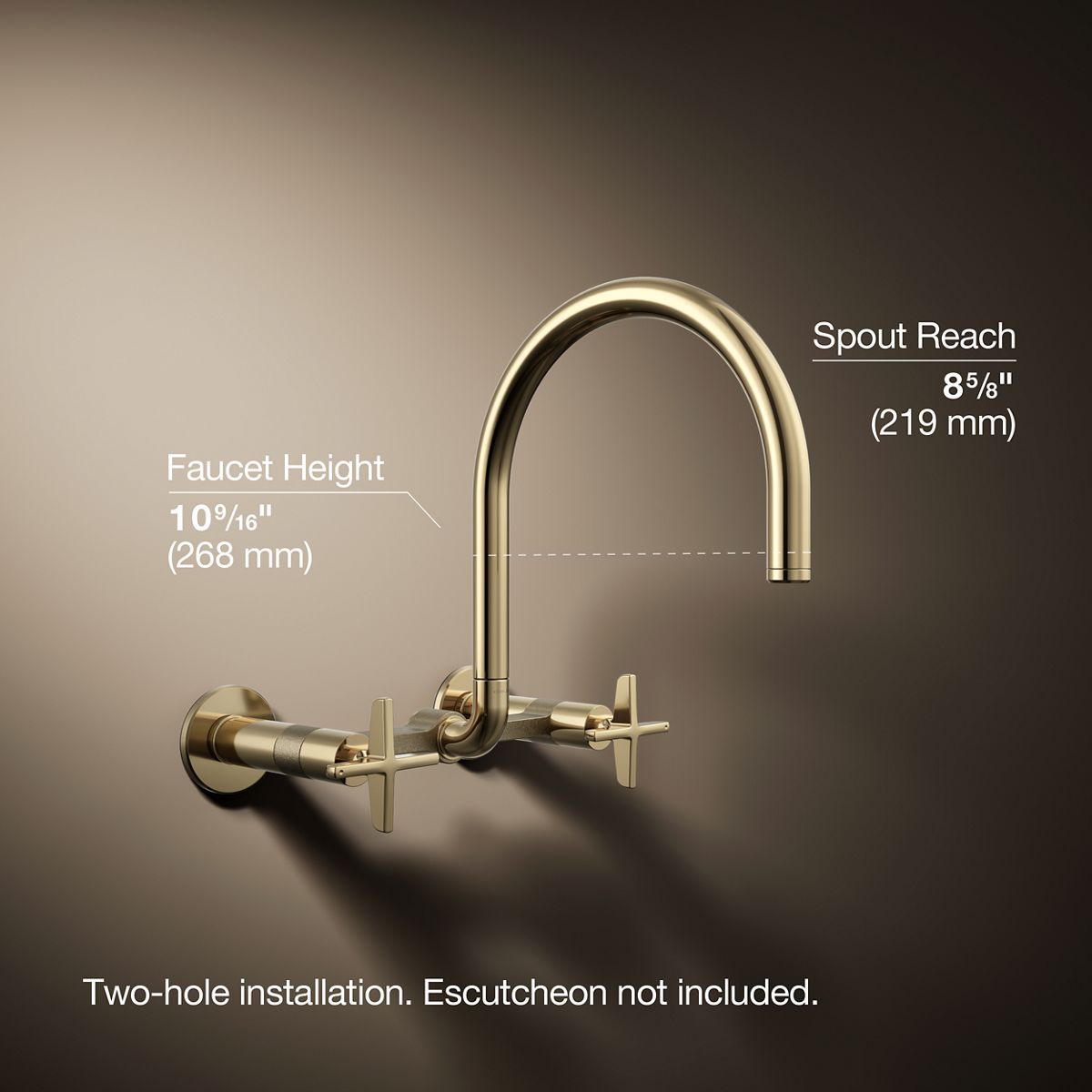 Billet® Two-hole wall-mount bridge kitchen sink faucet