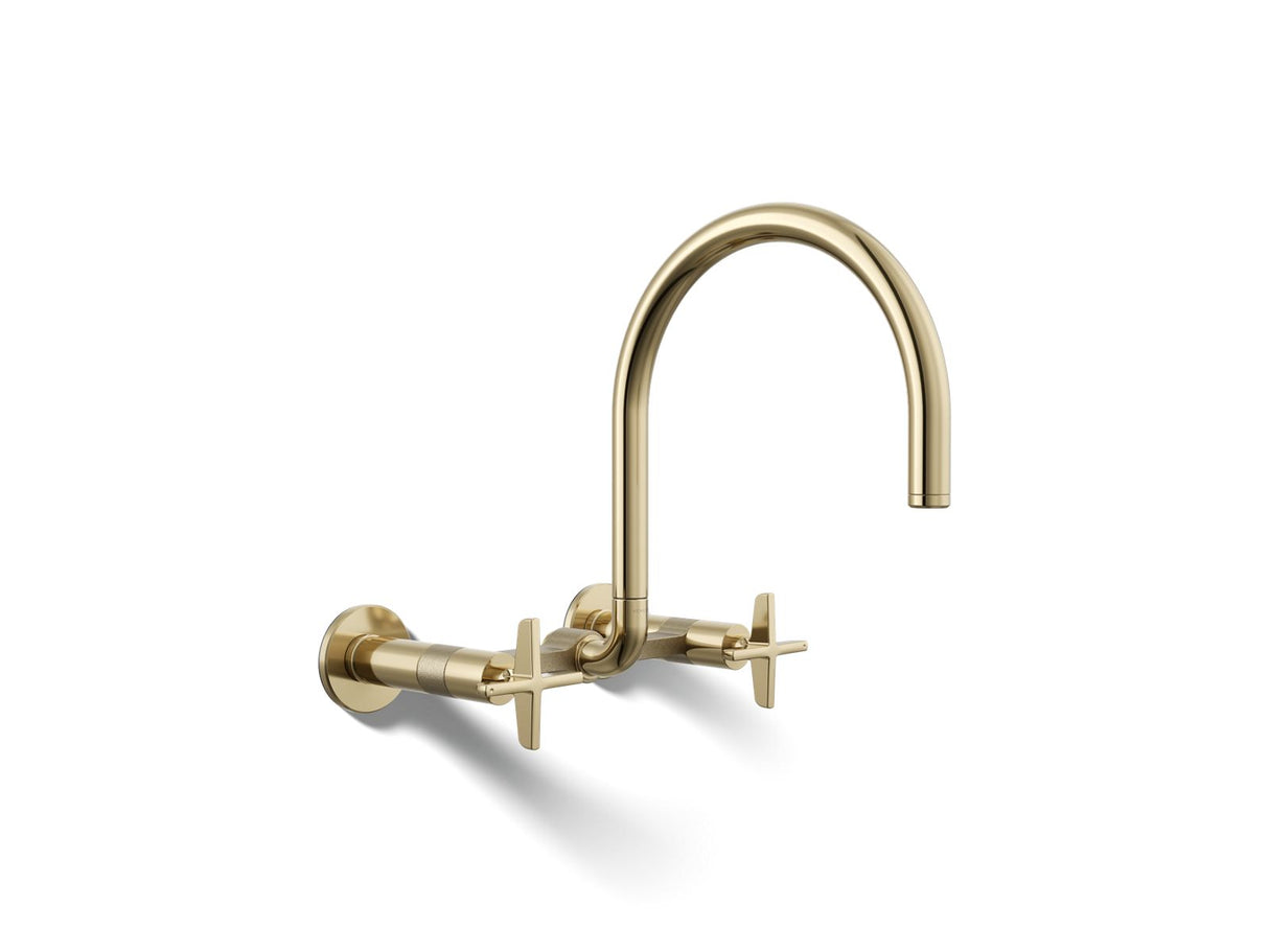 Billet® Two-hole wall-mount bridge kitchen sink faucet