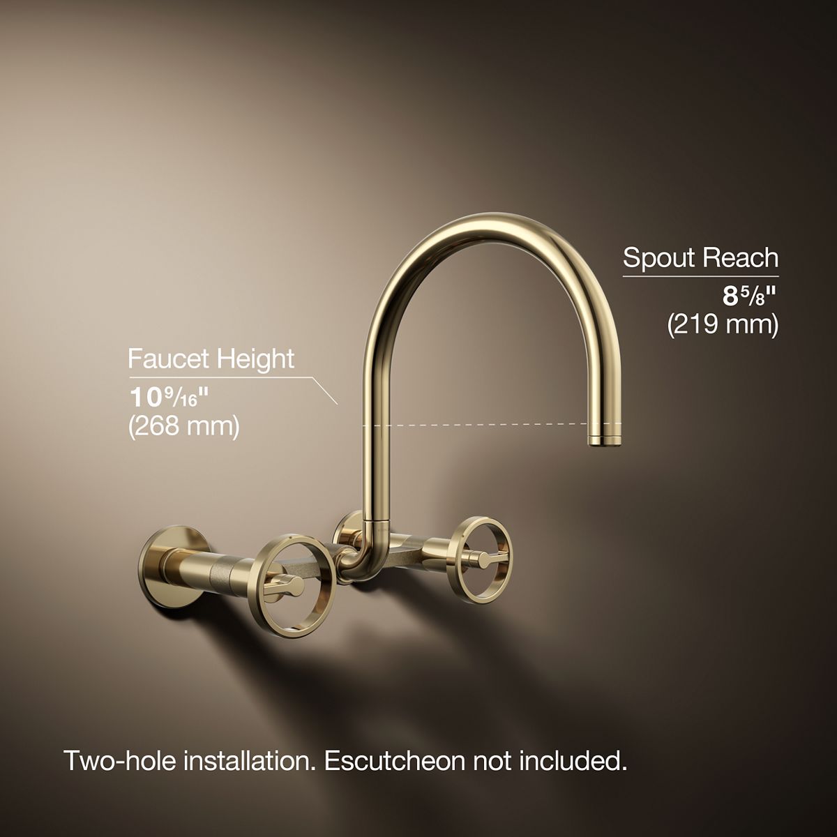 Billet® Two-hole wall-mount bridge kitchen sink faucet