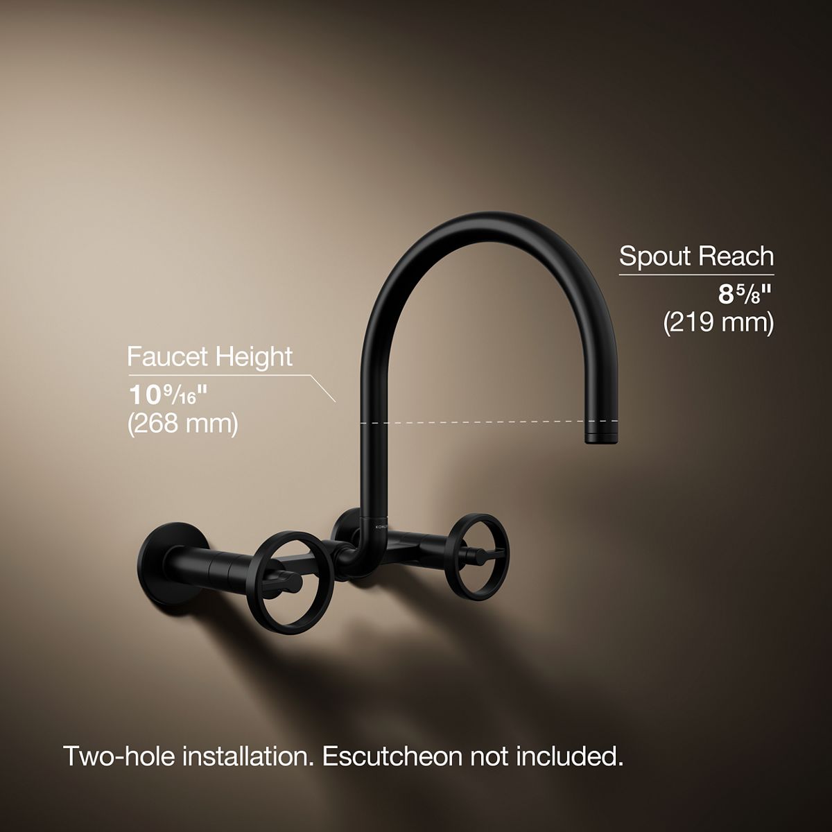 Billet® Two-hole wall-mount bridge kitchen sink faucet