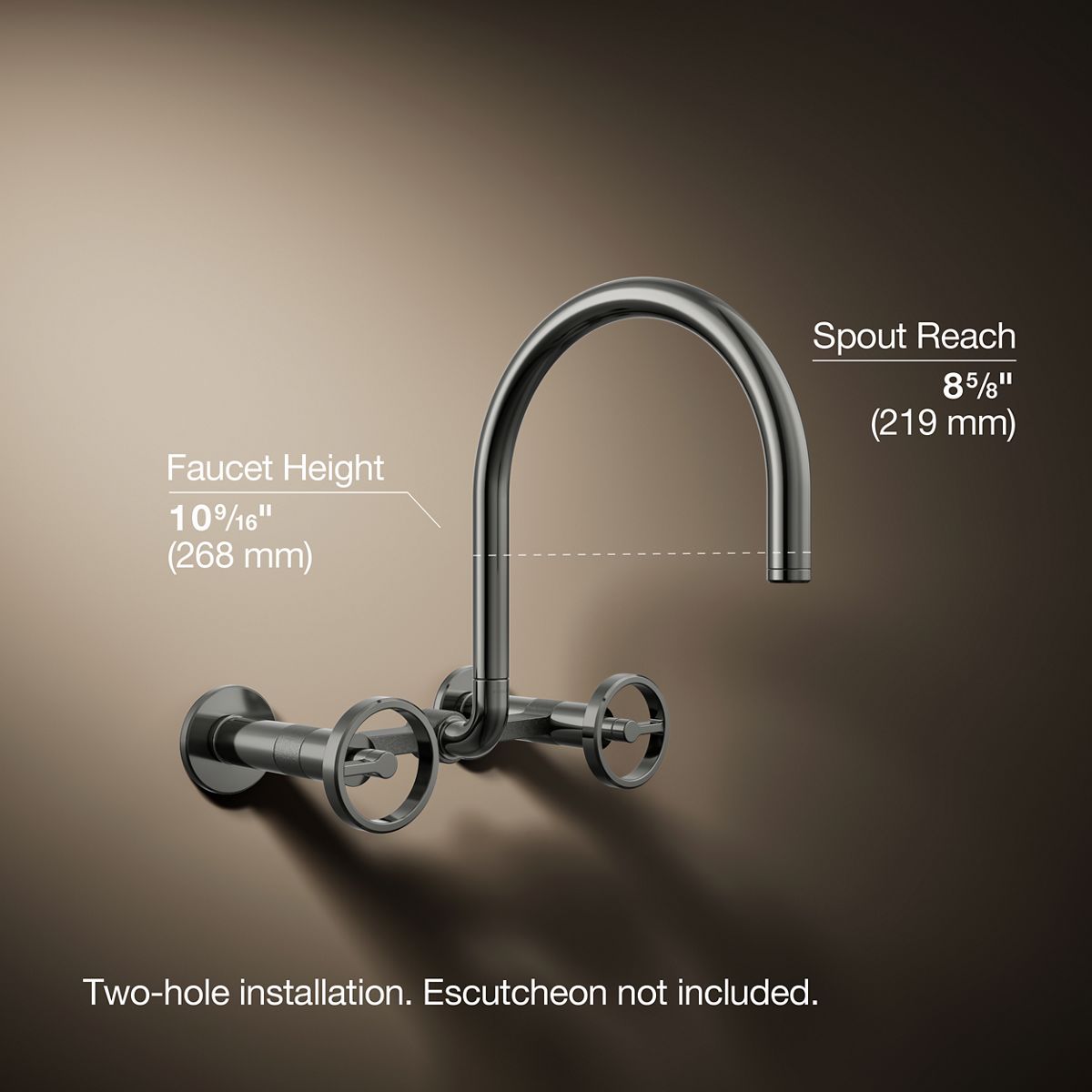 Billet® Two-hole wall-mount bridge kitchen sink faucet