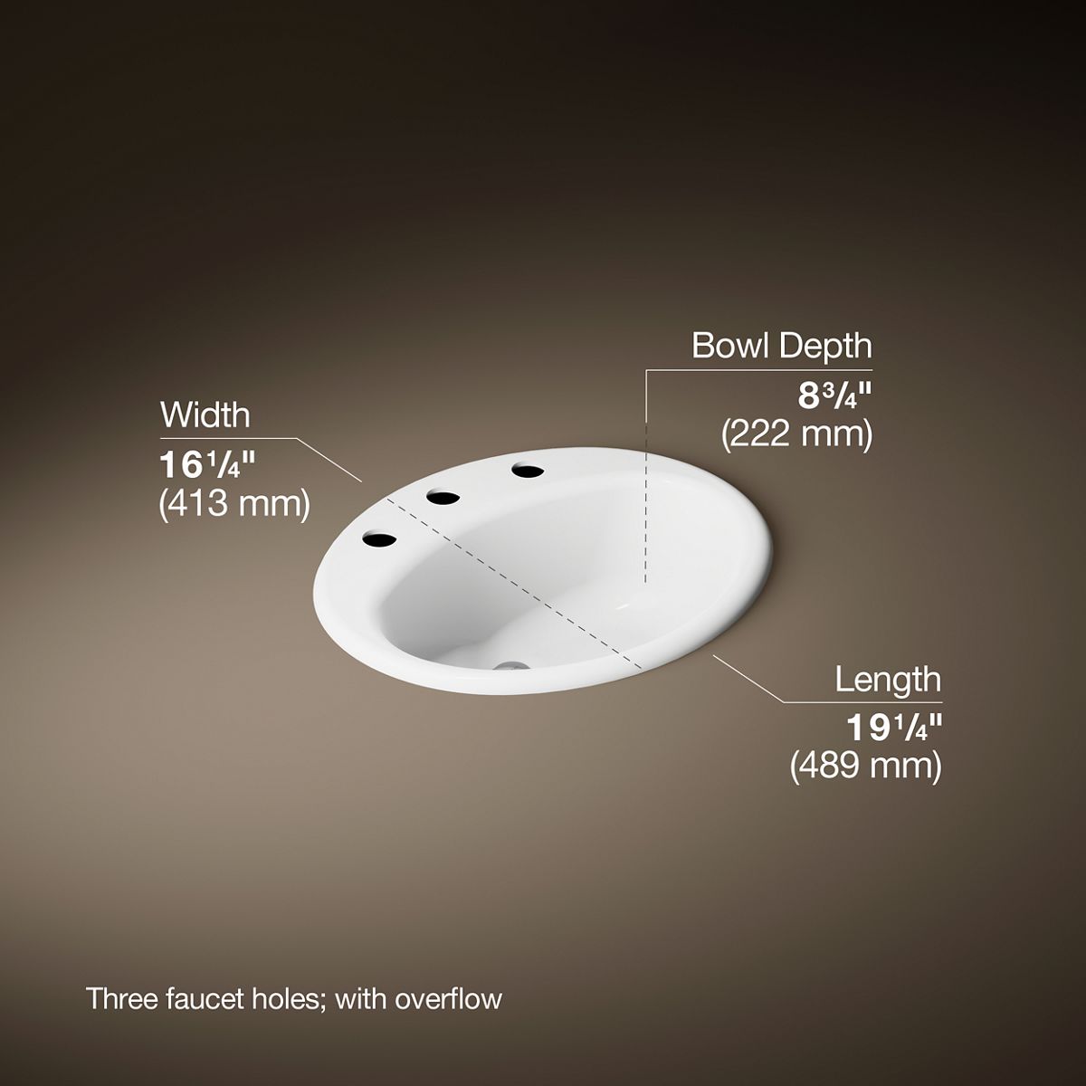 Farmington® 19-1/4" oval drop-in bathroom sink