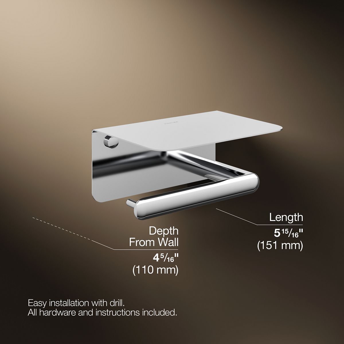 Kumin™ Covered horizontal toilet paper holder