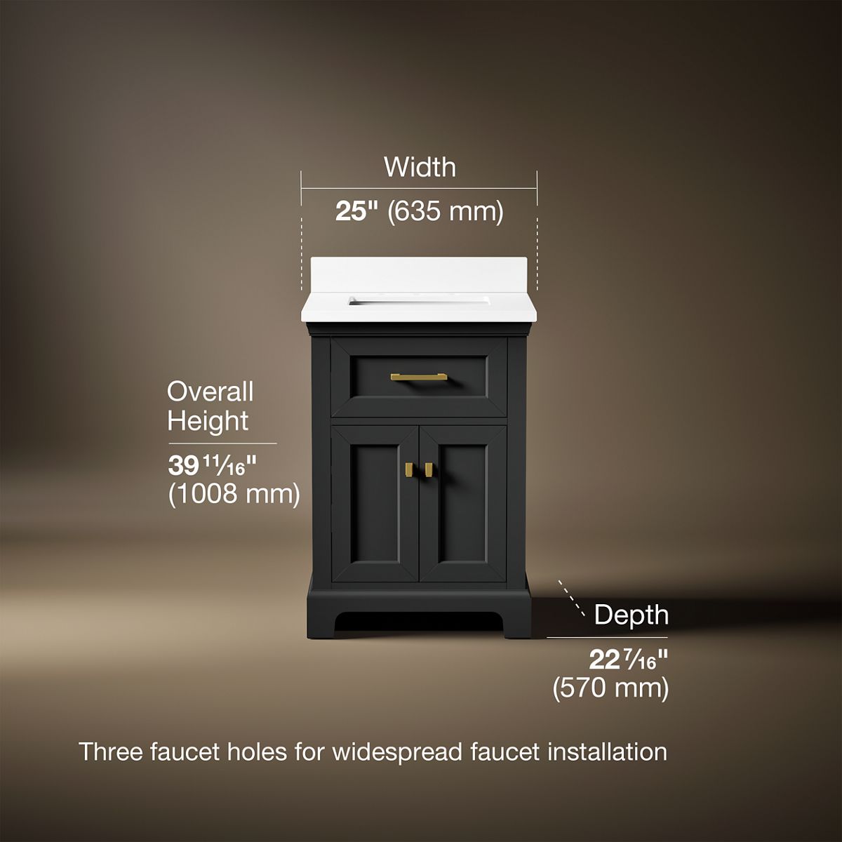 Charlemont™ 24" bathroom vanity cabinet with sink and quartz top