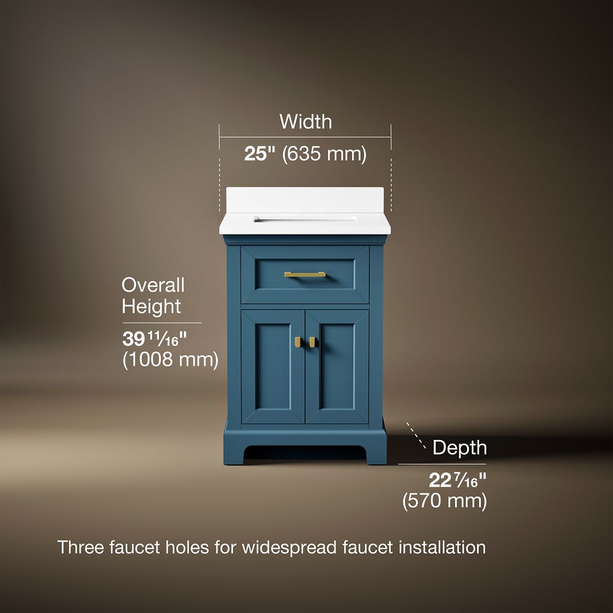 Charlemont™ 24" bathroom vanity cabinet with sink and quartz top