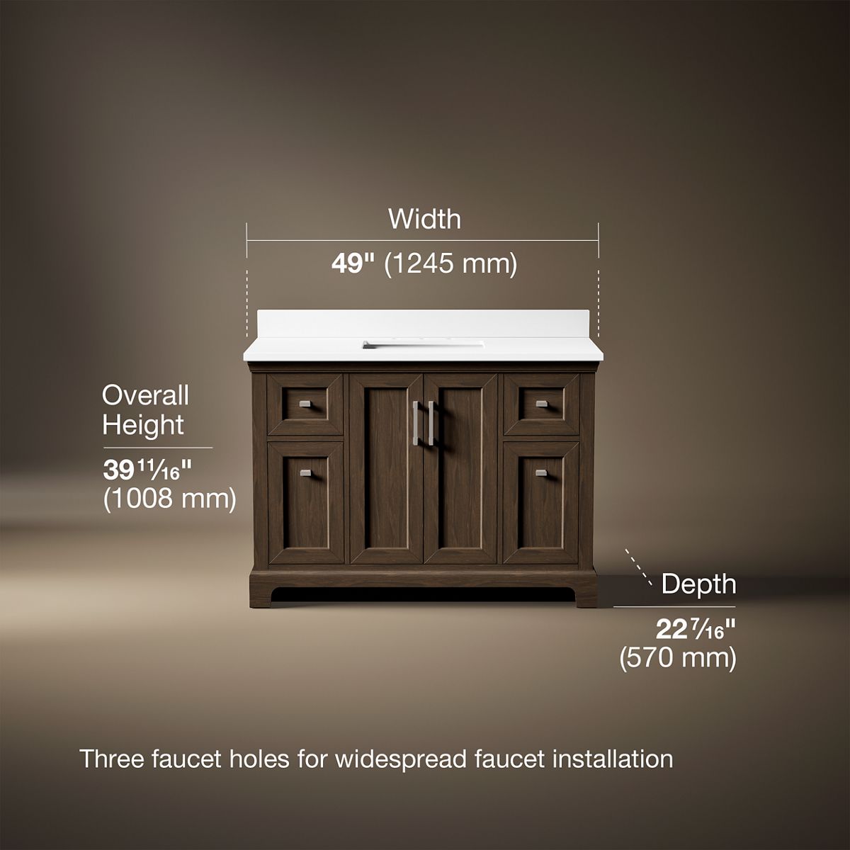 Charlemont™ 48" bathroom vanity cabinet with sink and quartz top