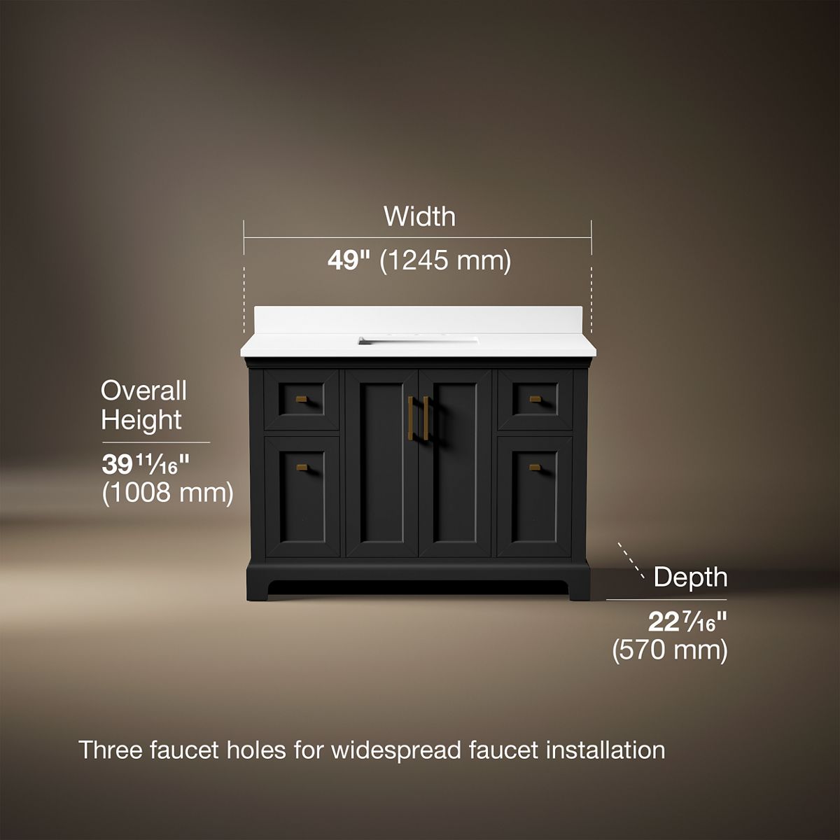 Charlemont™ 48" bathroom vanity cabinet with sink and quartz top
