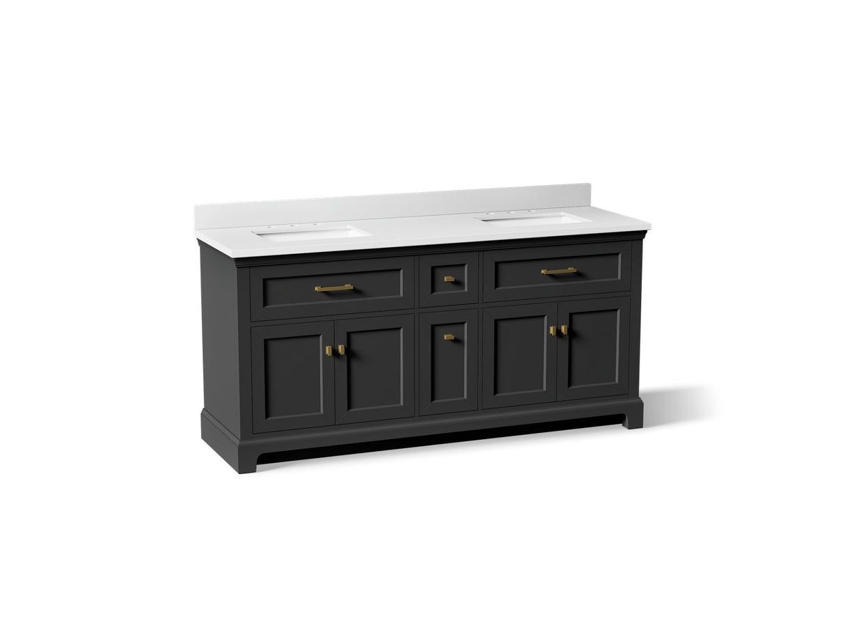 Charlemont™ 72" bathroom vanity cabinet with sinks and quartz top