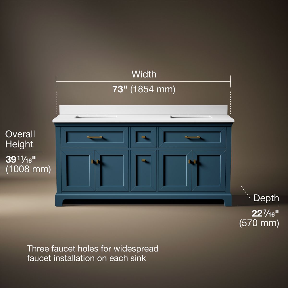 Charlemont™ 72" bathroom vanity cabinet with sinks and quartz top