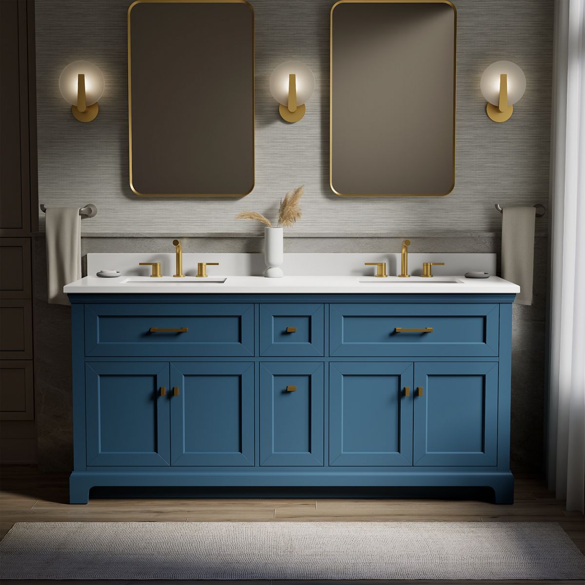 Charlemont™ 72" bathroom vanity cabinet with sinks and quartz top