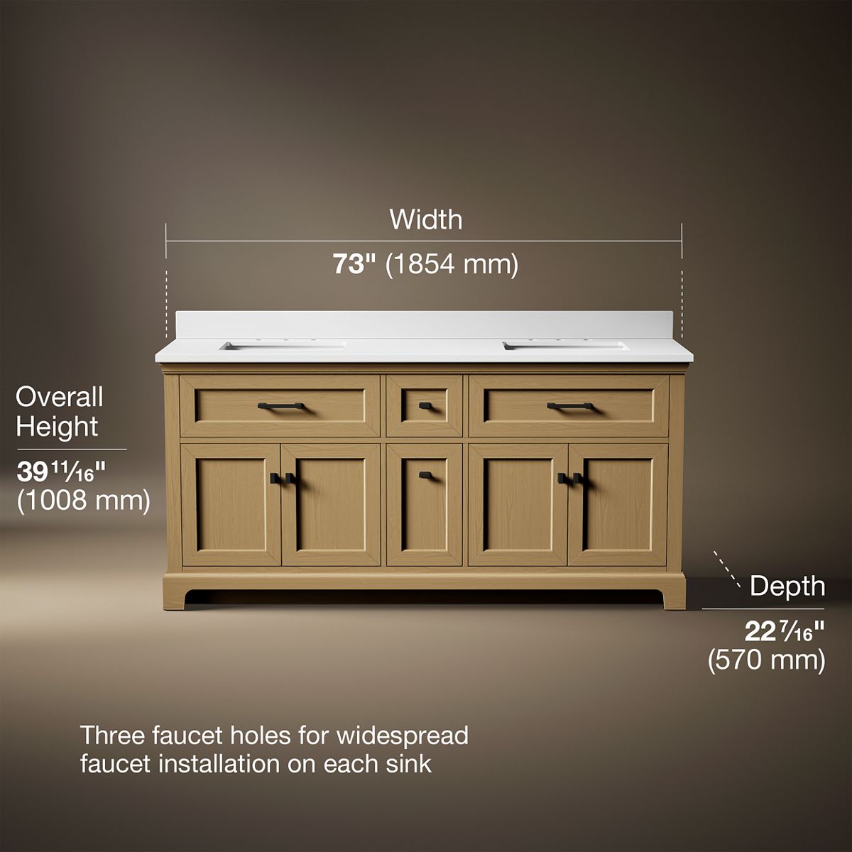 Charlemont™ 72" bathroom vanity cabinet with sinks and quartz top