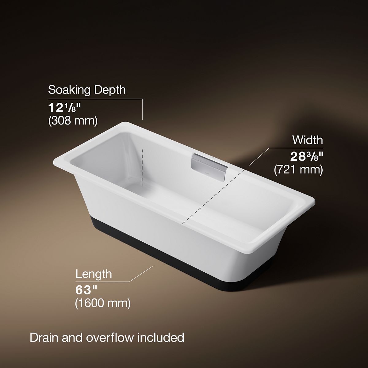 Volute® 63" x 28-3/8" freestanding bath with base