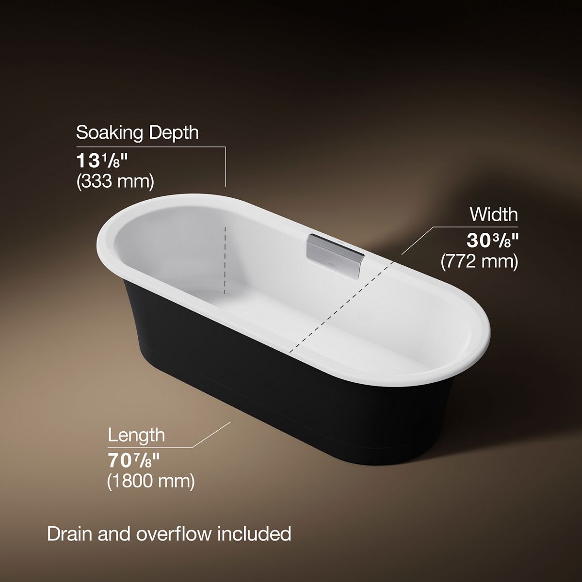 Volute® 70-7/8" x 30-3/8" freestanding bath with base