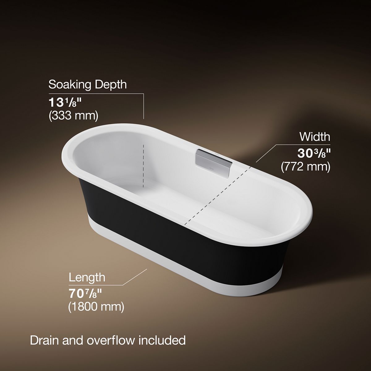 Volute® 70-7/8" x 30-3/8" freestanding bath with base