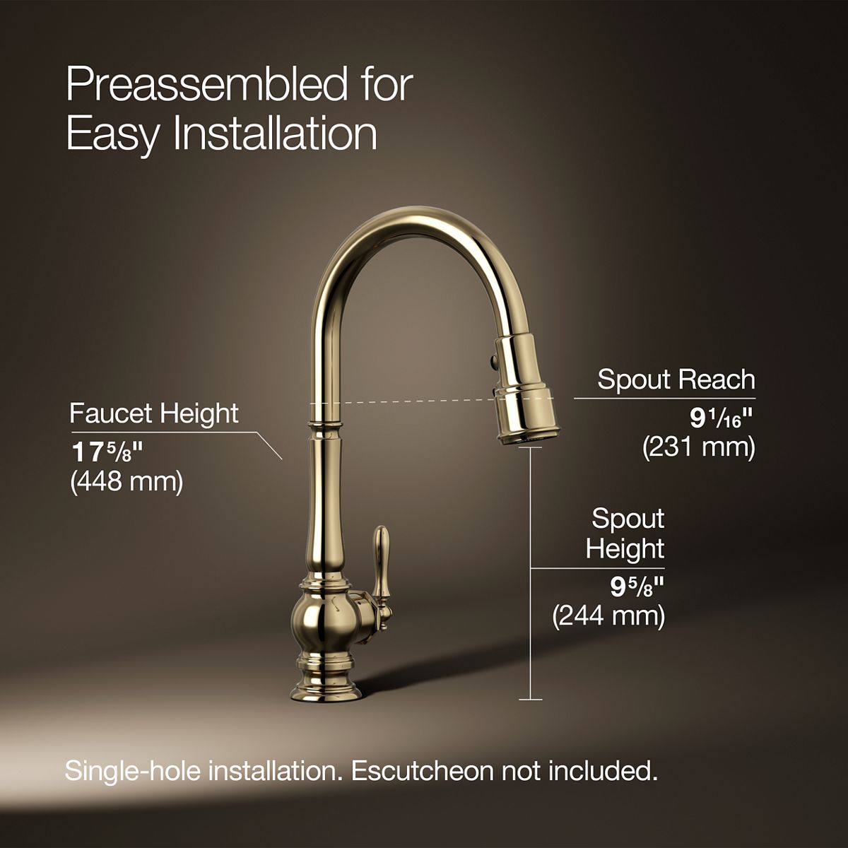 Artifacts® Touchless pull-down kitchen sink faucet with three-function sprayhead