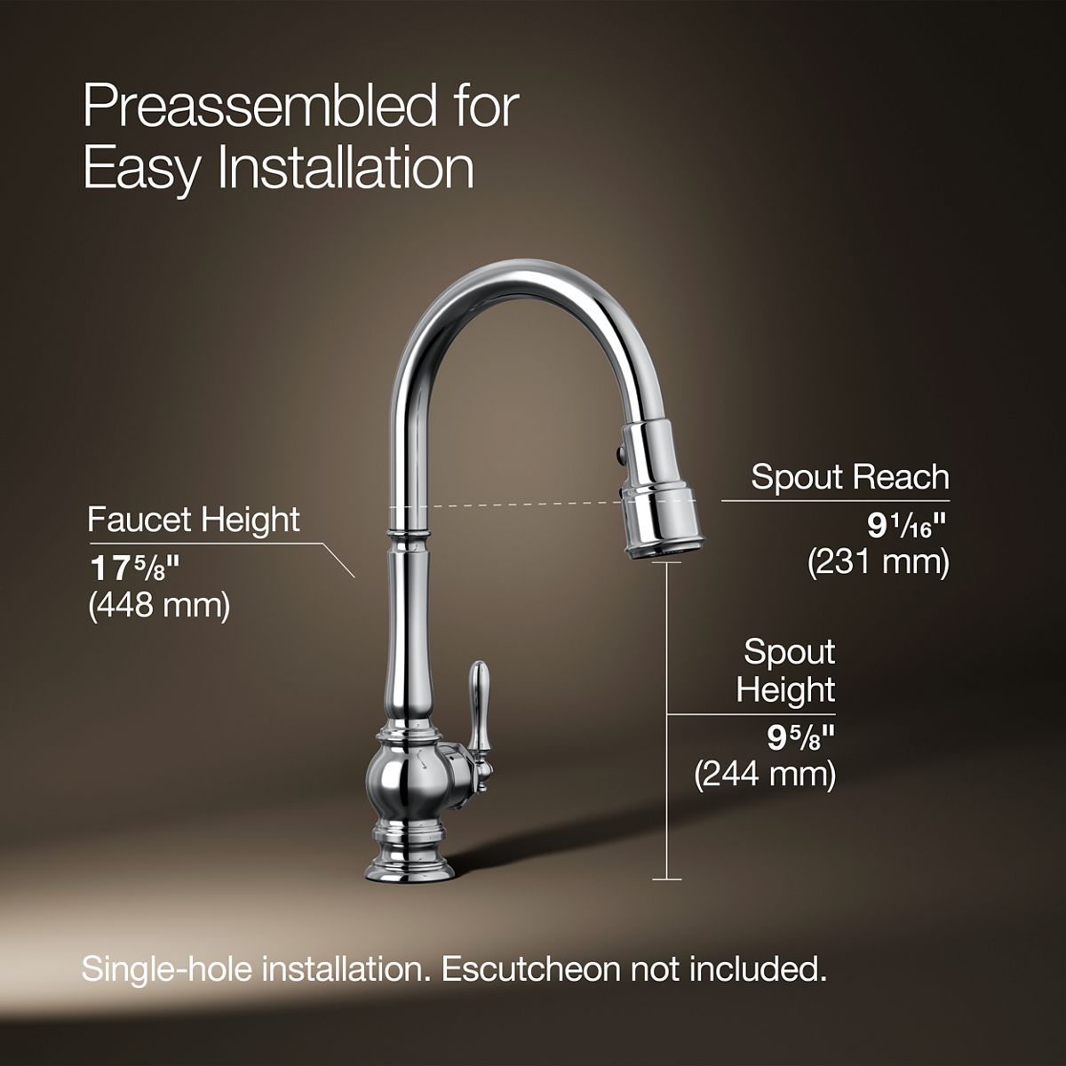 Artifacts® Touchless pull-down kitchen sink faucet with three-function sprayhead