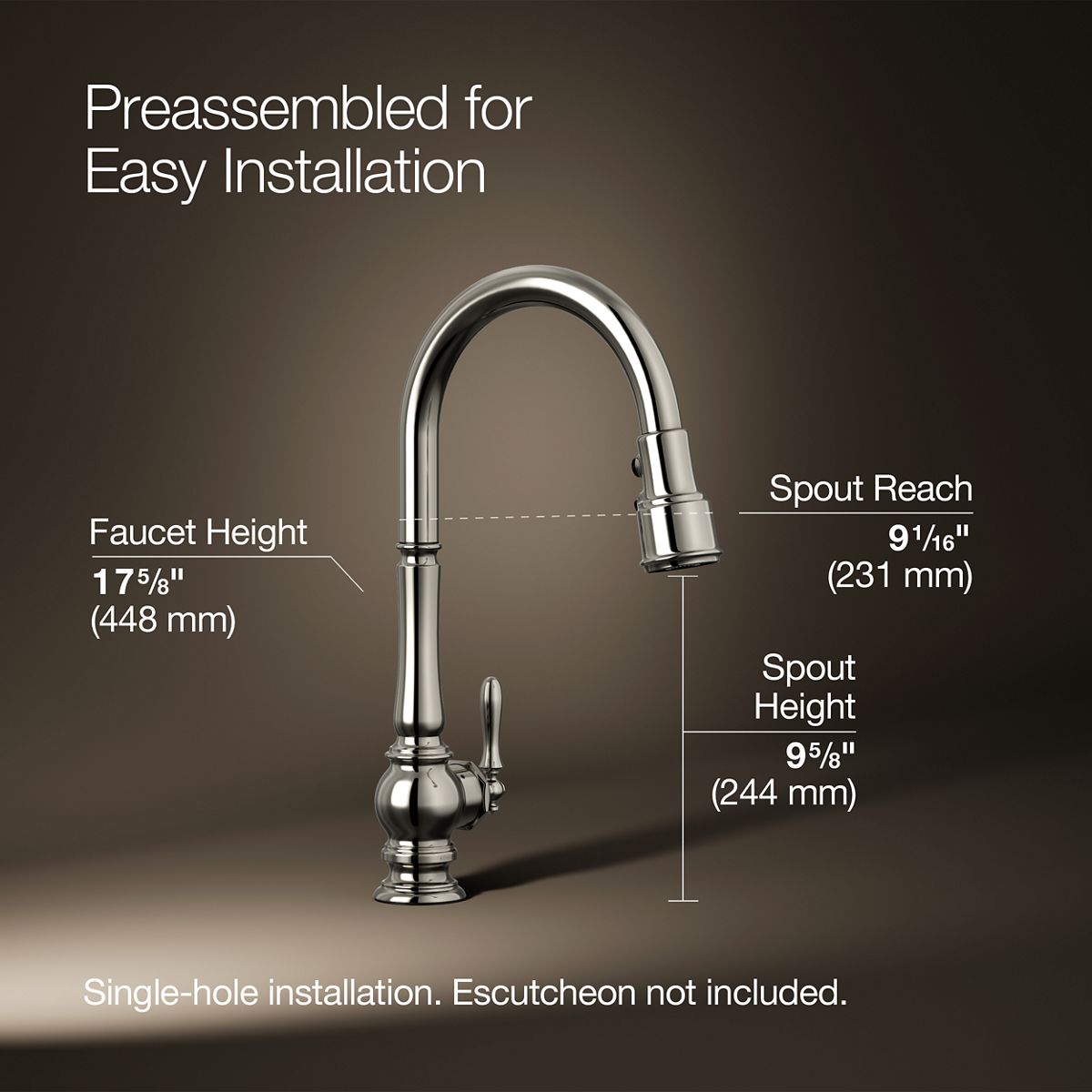 Artifacts® Touchless pull-down kitchen sink faucet with three-function sprayhead