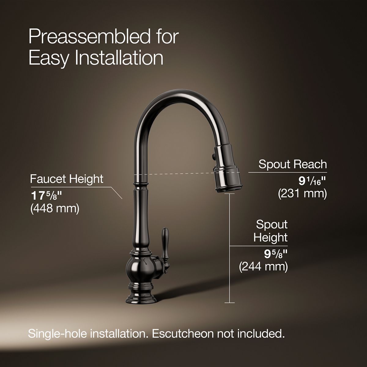 Artifacts® Touchless pull-down kitchen sink faucet with three-function sprayhead