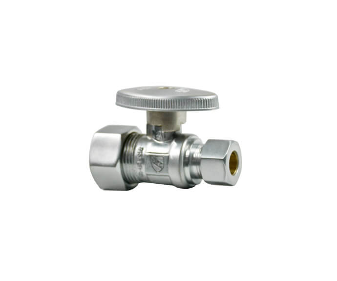 Brass Oval Handle with 1/4 Turn Ball Valve - Lead Free - Straight (1/2" Compression)