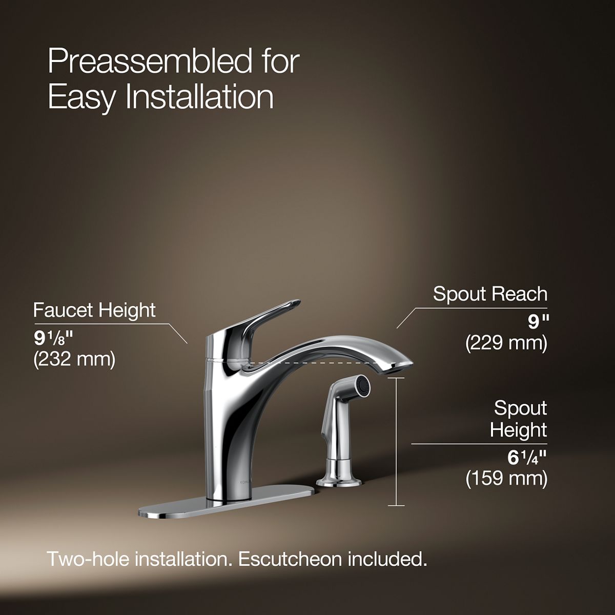 Rival® Single-handle kitchen sink faucet with side sprayer