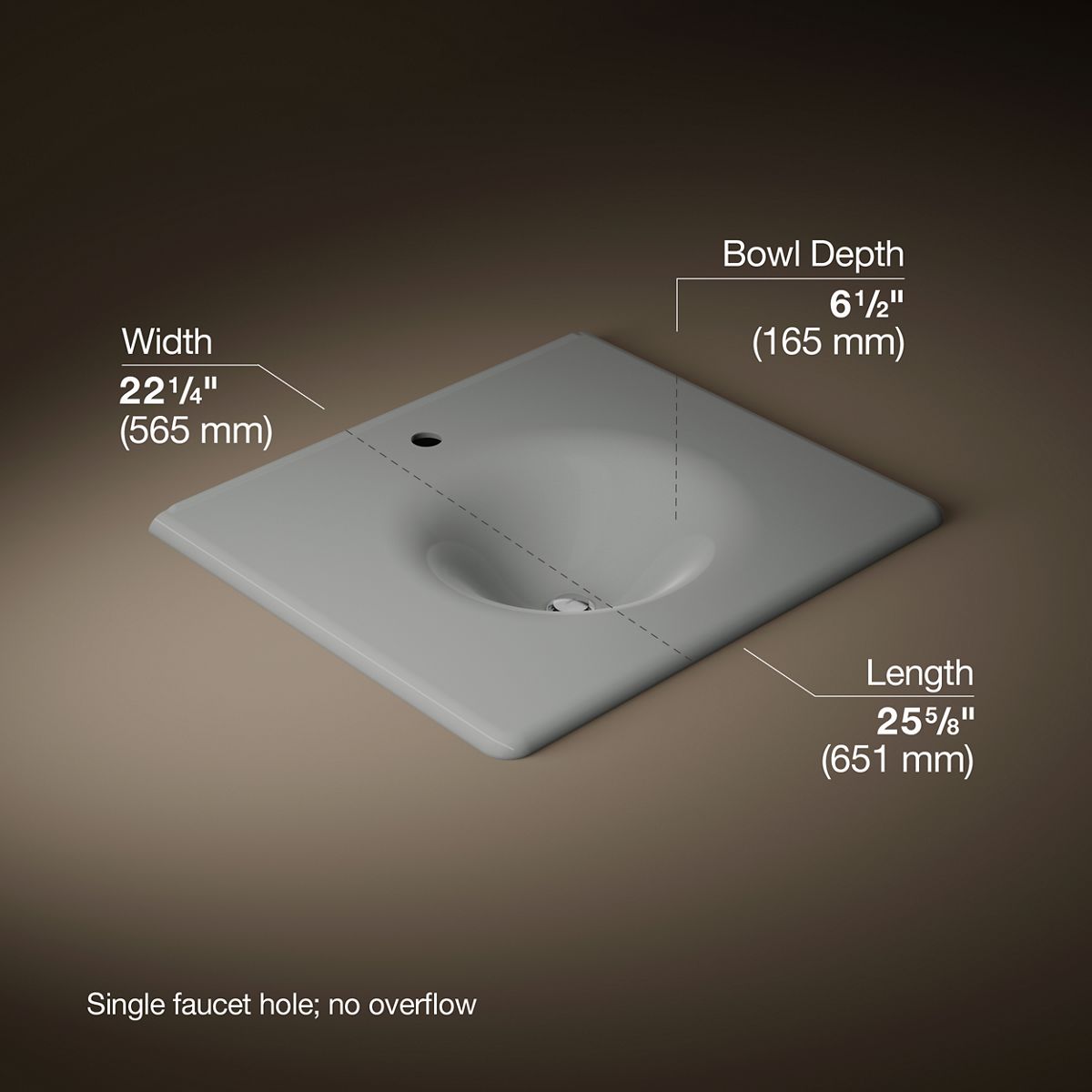 Iron/Impressions® 25" Enameled cast iron vanity top with integrated round sink