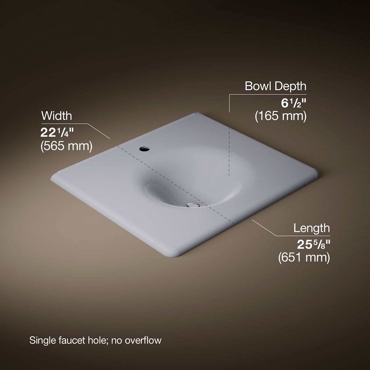 Iron/Impressions® 25" Enameled cast iron vanity top with integrated round sink