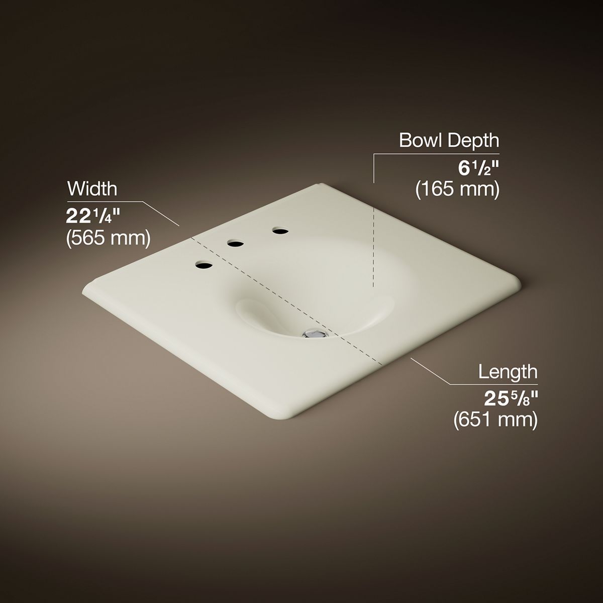 Iron/Impressions® 25" Enameled cast iron vanity top with integrated round sink