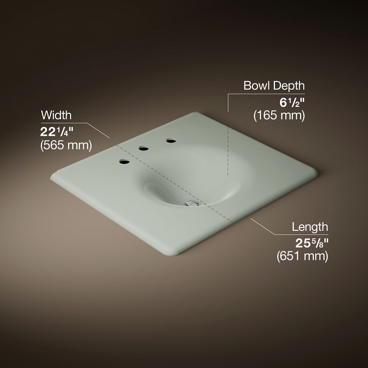 Iron/Impressions® 25" Enameled cast iron vanity top with integrated round sink