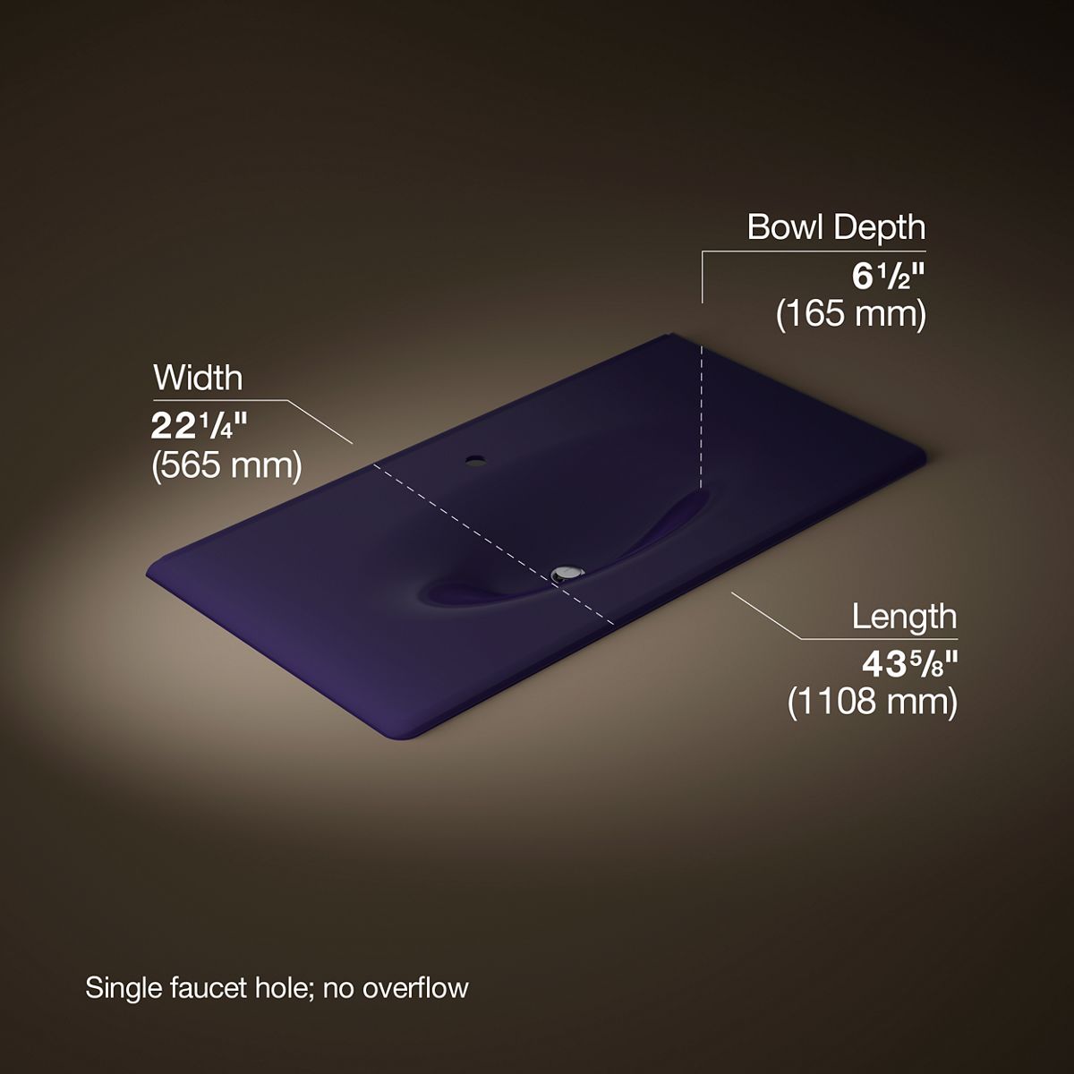 Iron/Impressions® 43" Enameled cast iron vanity top with integrated oval sink