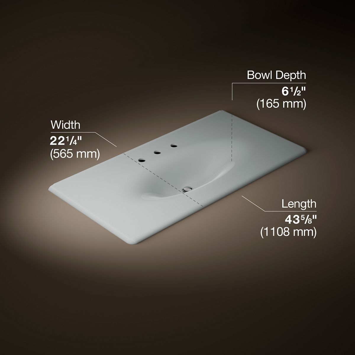 Iron/Impressions® 43" Enameled cast iron vanity top with integrated oval sink