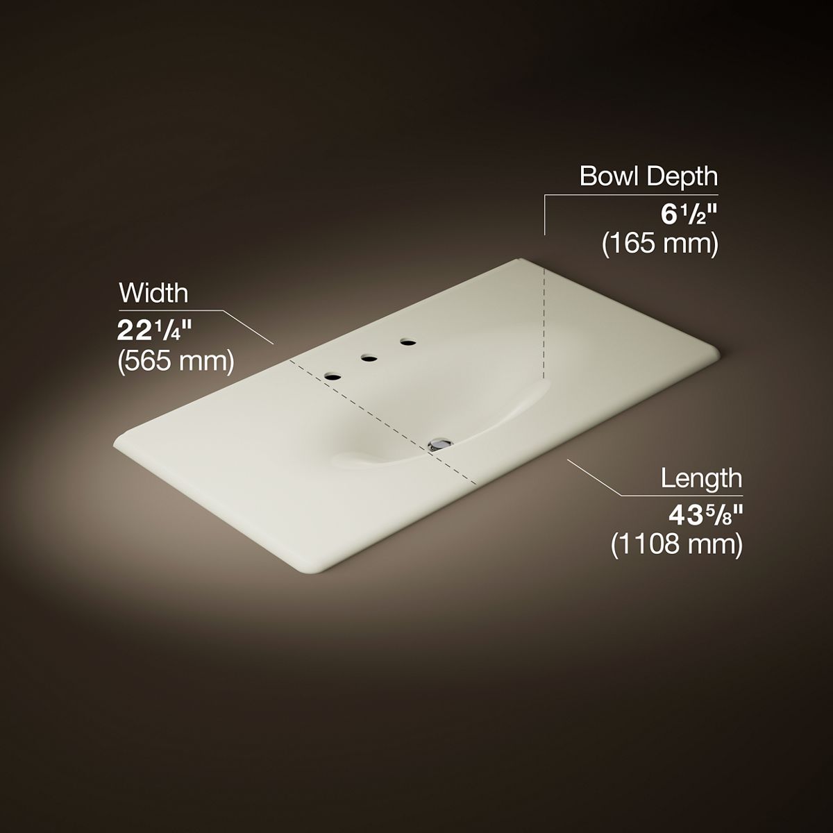 Iron/Impressions® 43" Enameled cast iron vanity top with integrated oval sink